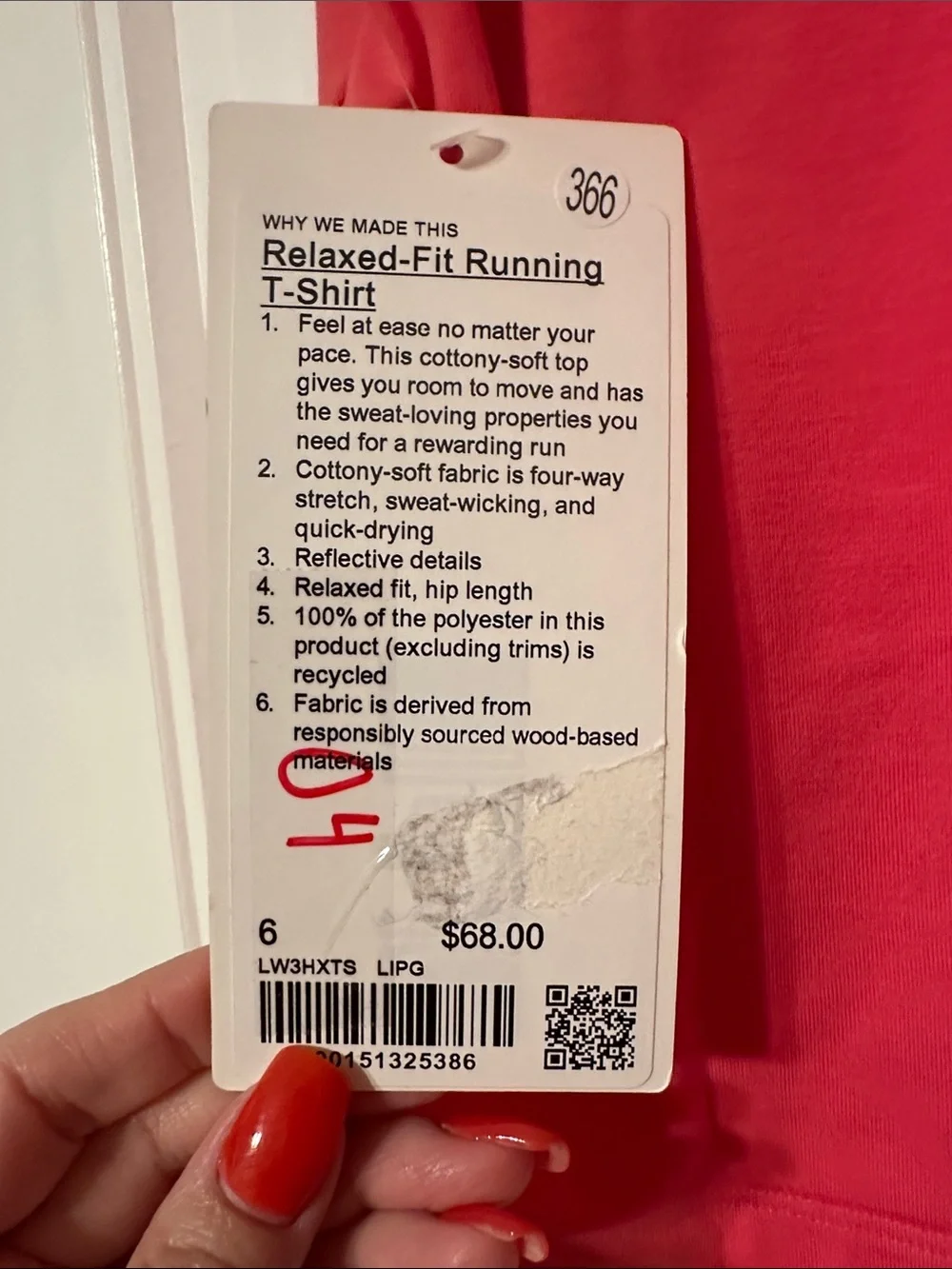 NWT Lululemon athletica Bright Red Short-Sleeve Tee